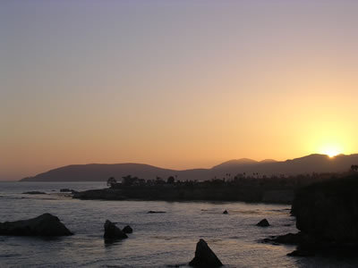 Coast with sunset